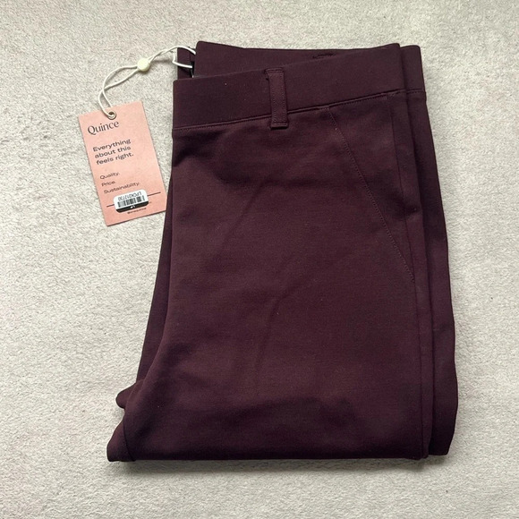 Quince Ultra-Stretch Straight Leg Pant-Burgundy/Maroon-Women’s XS tall & L-NEW - Picture 7 of 7